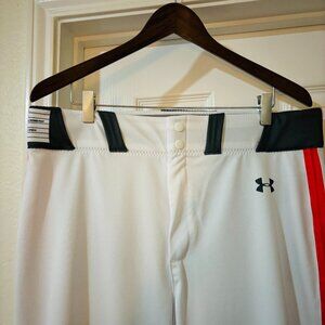 Under Armour Utility Baseball Pants- White Orange Grey size Lg